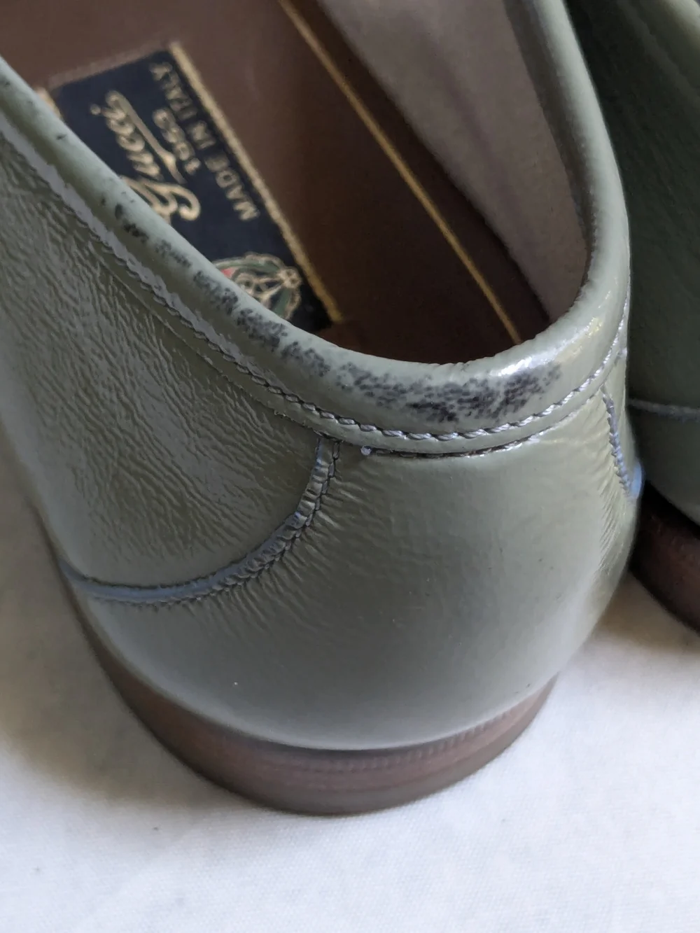 Gucci Men's Light Green Patent Leather Horsebit Loafers US 9